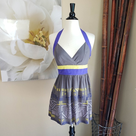 Marciano Tops - Marciano ~ Gray Embroidered Silk Halter Top ~ XS